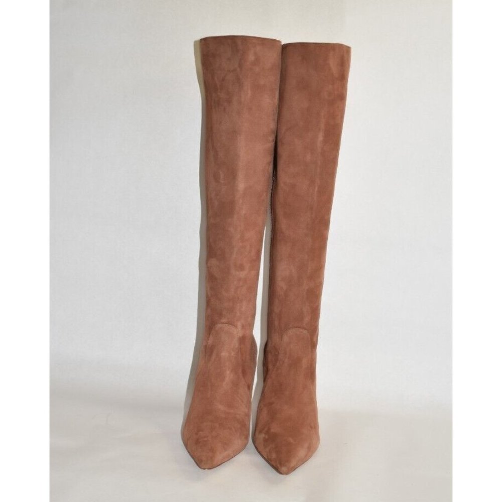 $850 Stuart Weitzman Stuart 85 Knee High Pointed Toe Zip Boot SUEDE 9 (PA15) - Picture 3 of 8